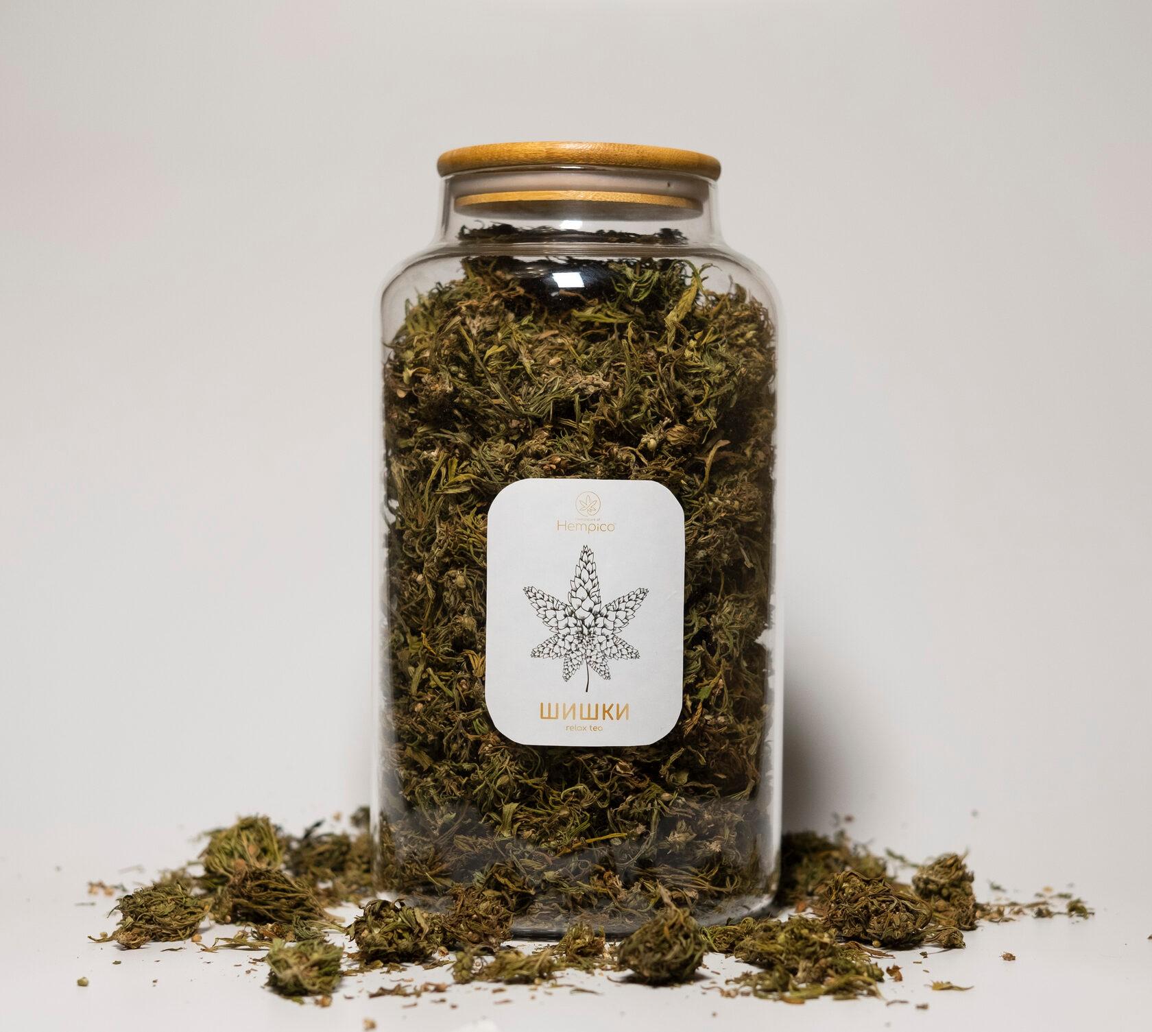 Конопляный чай, CBD чай, Отборные Шишки банка 250г