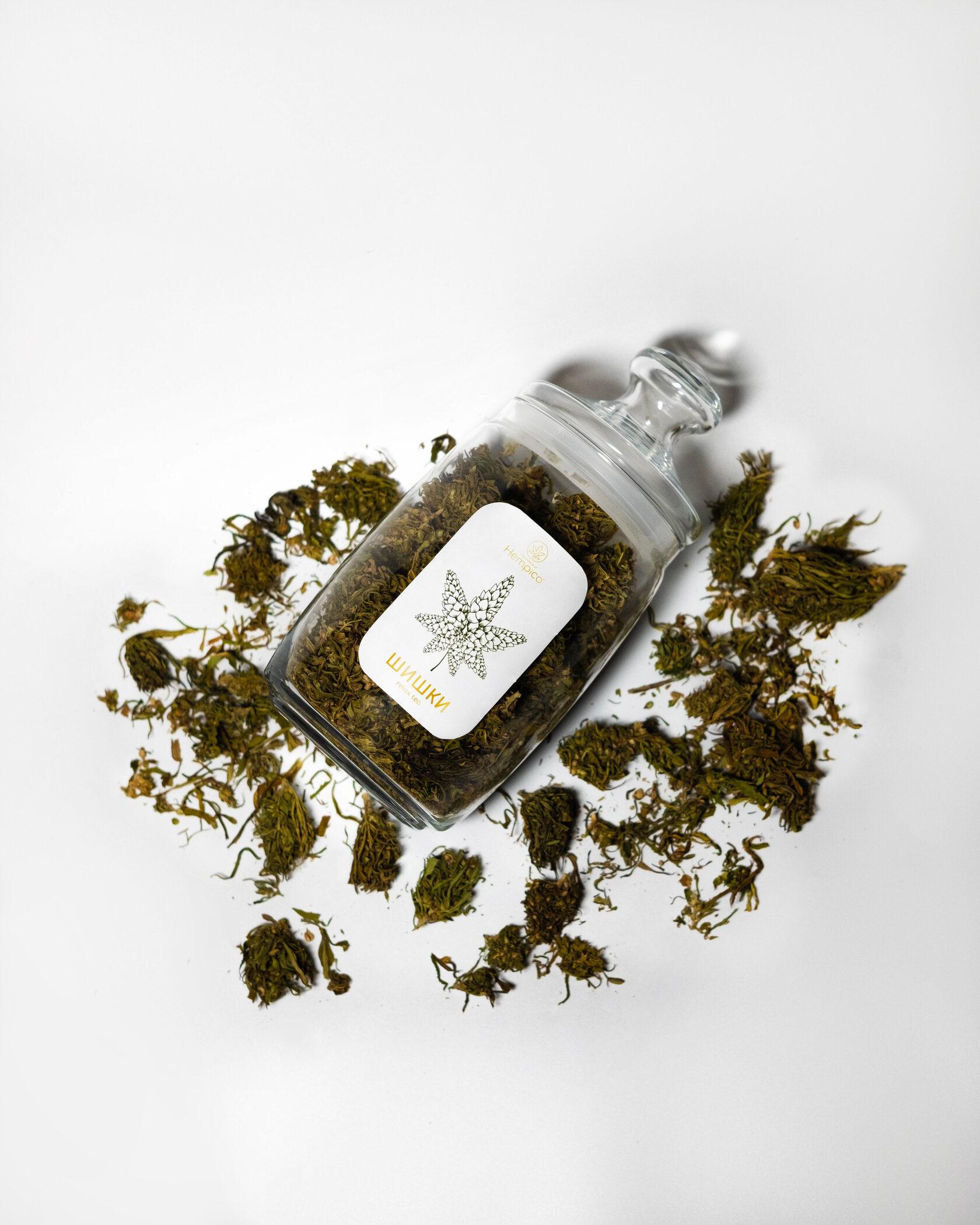 Конопляный чай, CBD чай, Отборные Шишки банка 60г